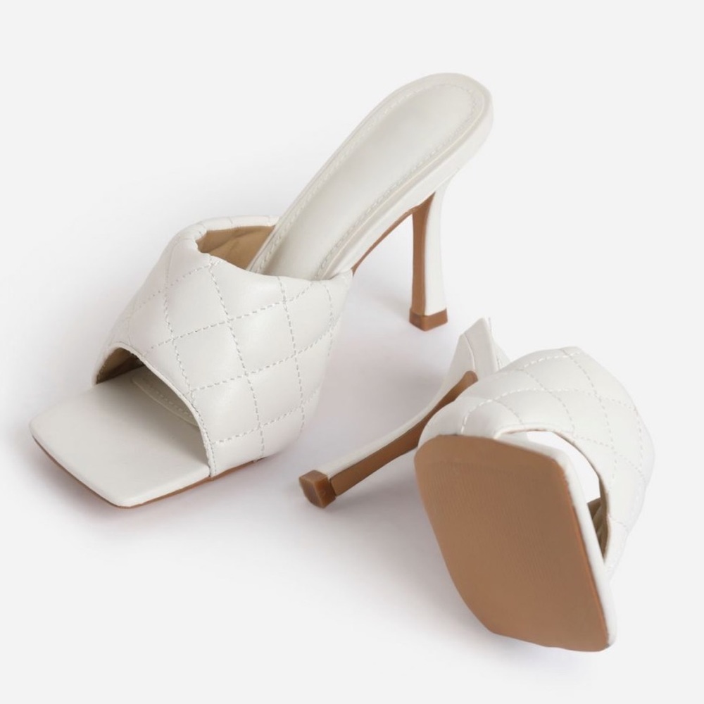 White Quilted High Heels - Picture 5 of 8